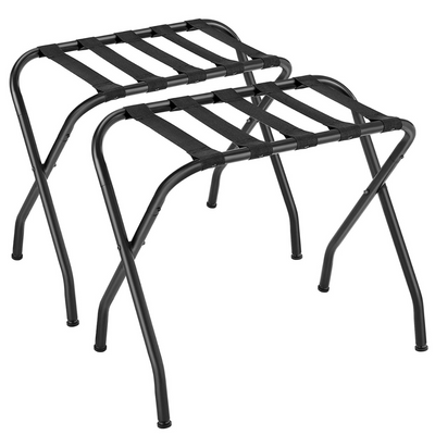 Luggage Rack Suitcase Stand set of 2 styled in a hotel room setting, enhancing room functionality