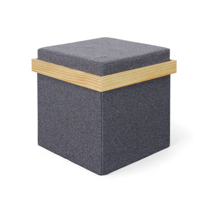 Mazie Tray Top Folding Ottoman in dark grey – functional and stylish for New Zealand homes.