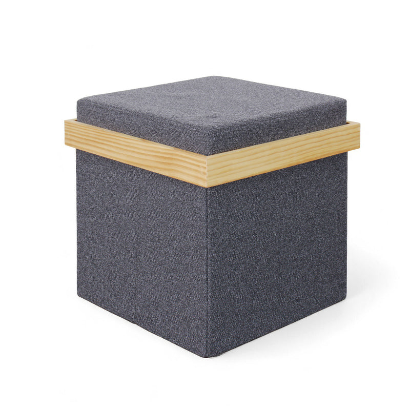 Mazie Tray Top Folding Ottoman in dark grey – functional and stylish for New Zealand homes.
