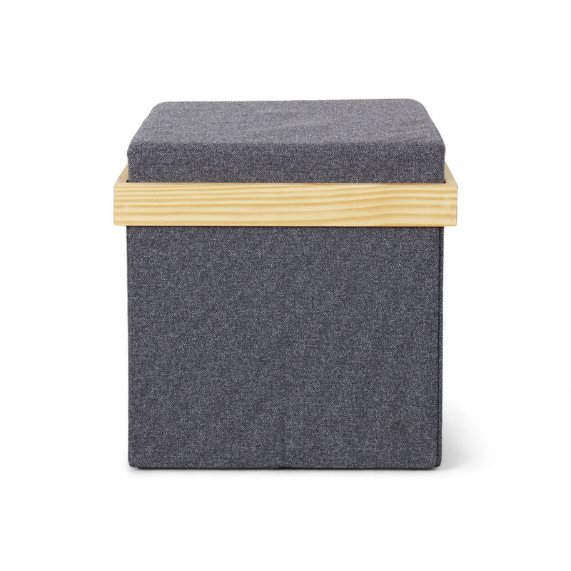 Modern dark grey ottoman with functional tray lid and foldable design for NZ lifestyles.