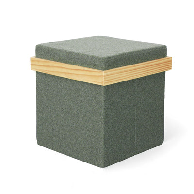 Mazie tray top folding ottoman in olive green with multifunctional design