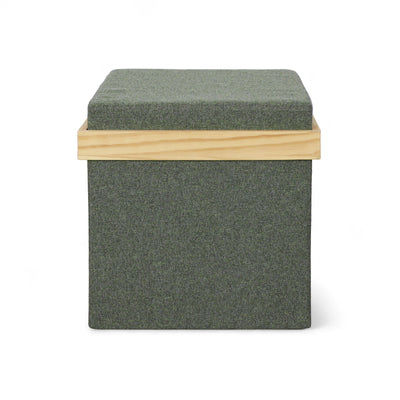 Durable tray top ottoman in olive green with hidden storage compartment