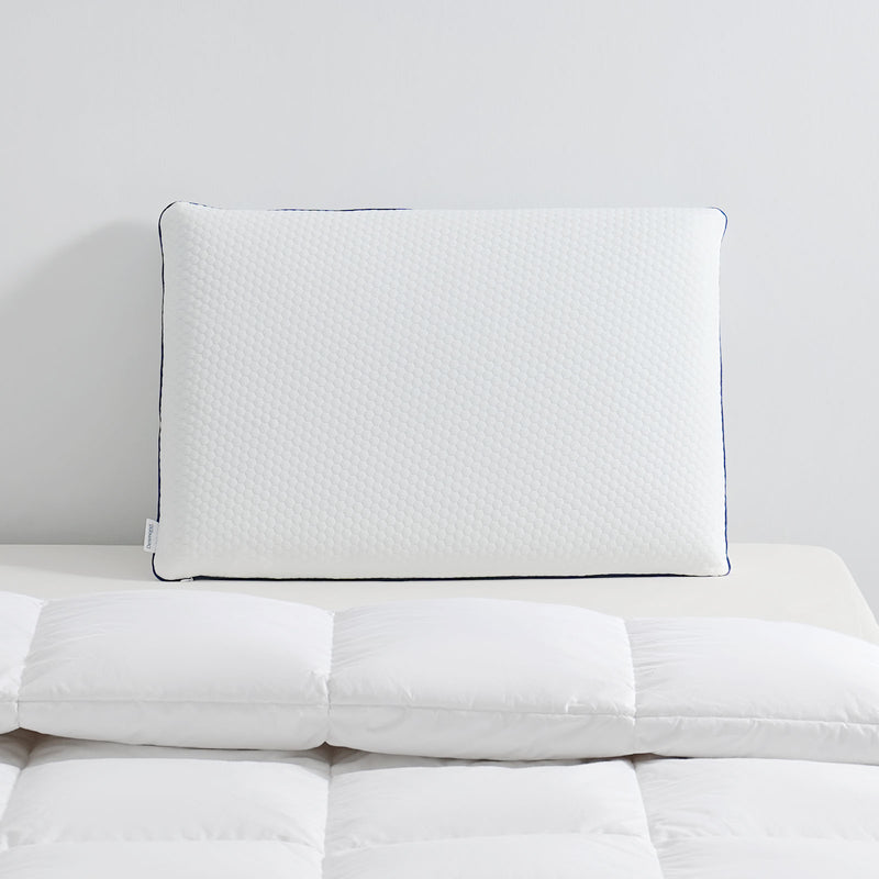 Packaging of breathable memory foam pillow from a New Zealand-based online store

