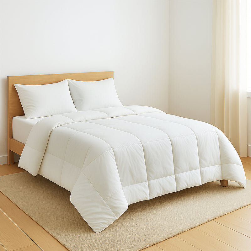 Styled bedroom with microfiber duvet - NZ home decor inspiration