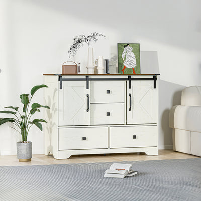 Mila 4 Drawer Wide Dresser styled in a modern room setting