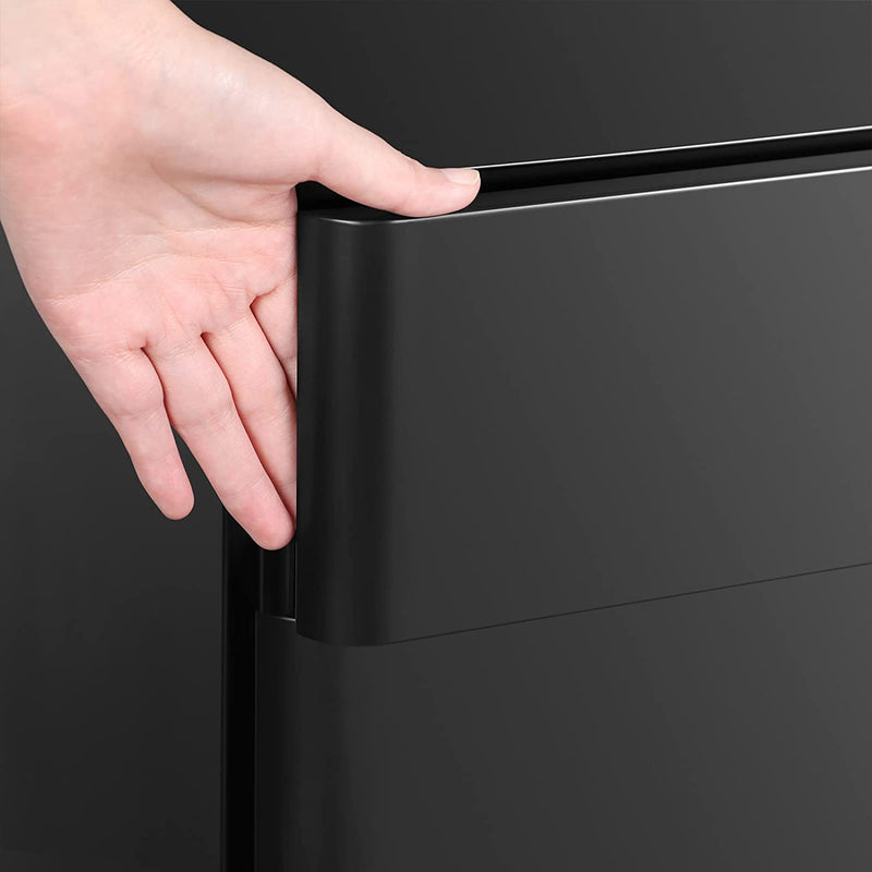 Side view of the black Office Cabinet, displaying its compact form and elegant finish.