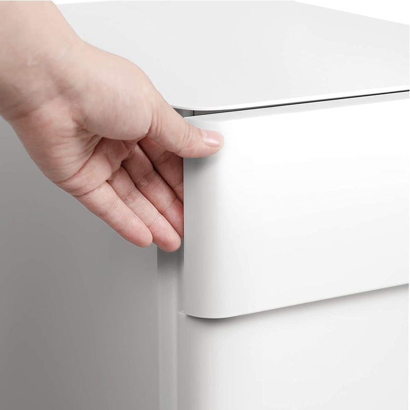 Interior view of White Office Cabinet showing full storage capacity with files and office supplies