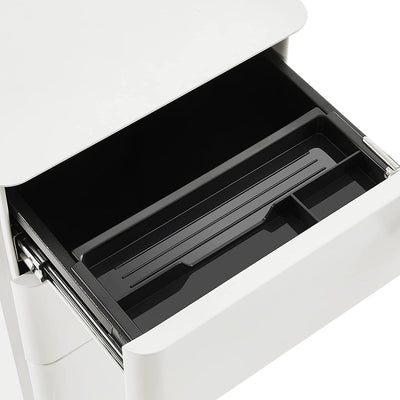 Top view of White Office Cabinet, displaying smooth top surface