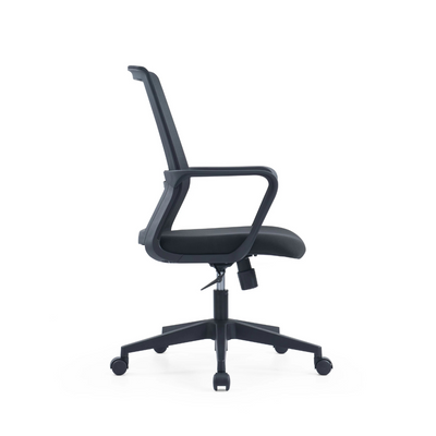 Side view of Office Mesh Chair in Black highlighting ergonomic design