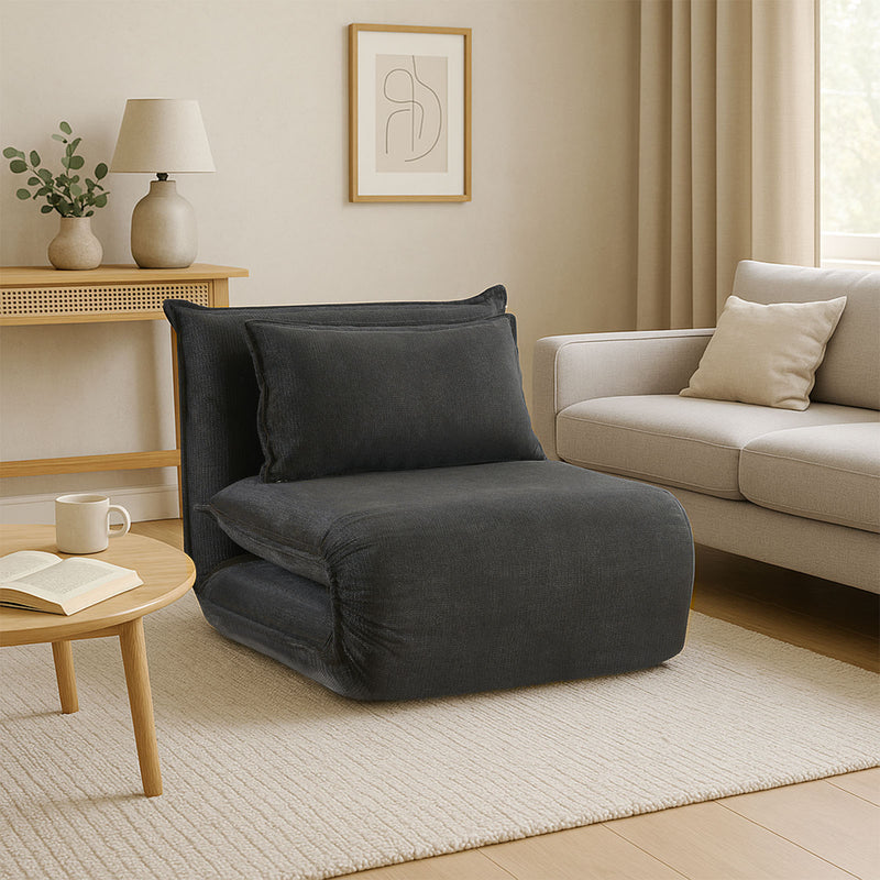 Dark grey single sofa bed offering modern design and everyday functionality in NZ.