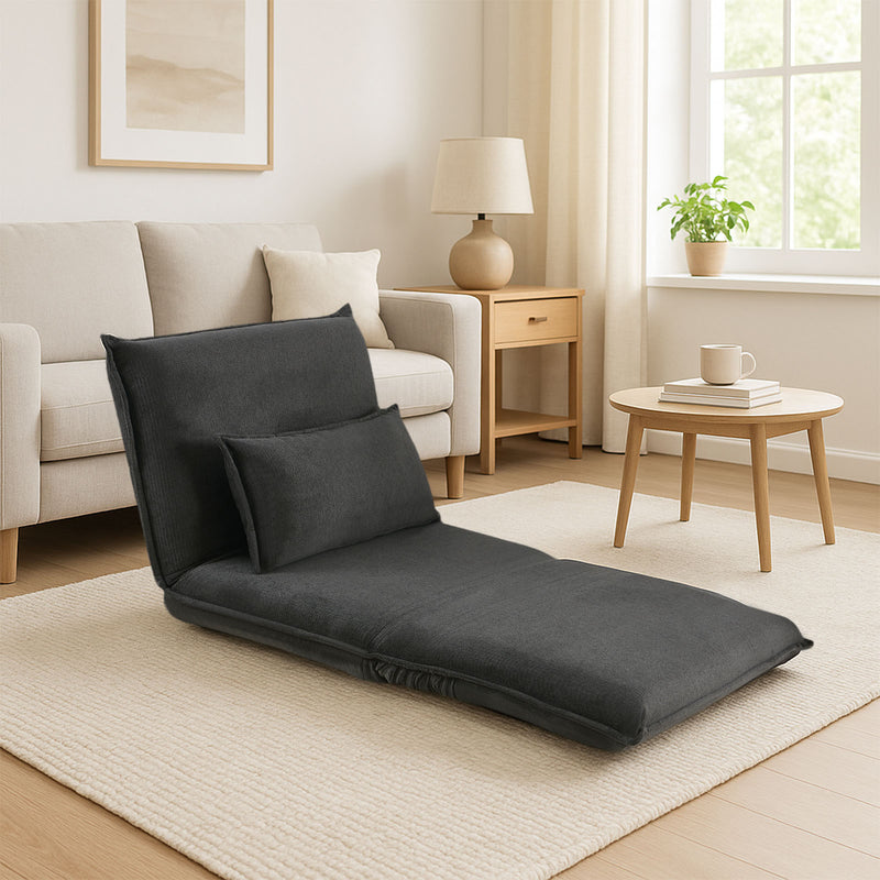 Single-size dark grey sofa bed ideal for guest rooms, apartments, and small NZ spaces.