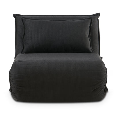 Upholstered dark grey sofa bed with space-saving design for New Zealand interiors.