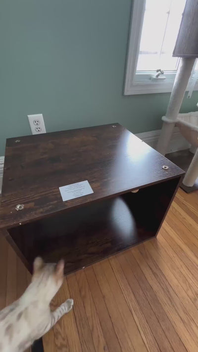 2-in-1 Cat Tree Tower 140cm with Litter Box Enclosure - Rustic Brown