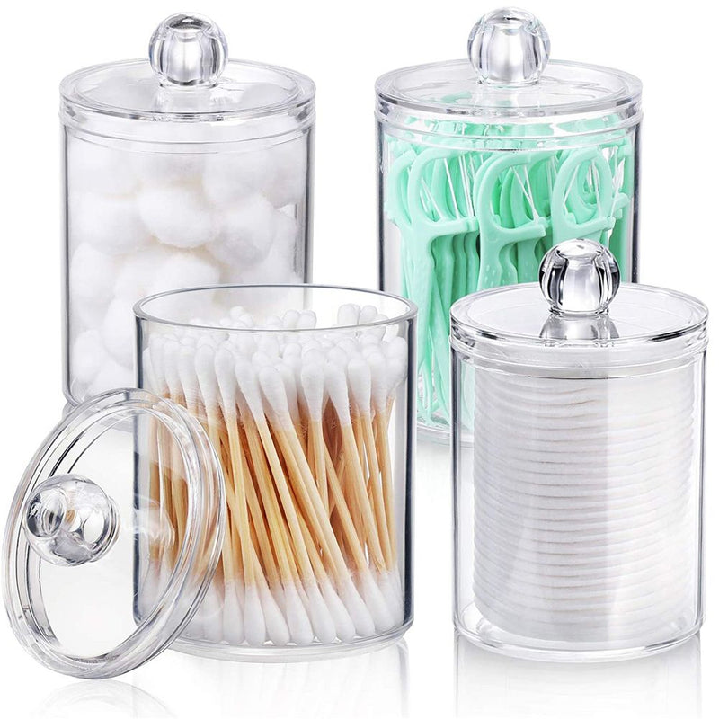 Cotton Swab Cotton Ball Jar with Lids (Set of 4)