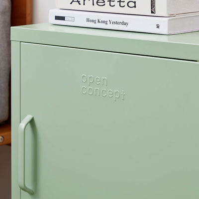 "Side view of Rainbow Bedside Table Locker in Green"