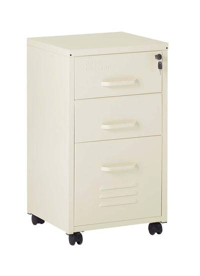 Front view of Rainbow File Storage Mobile Cabinet in cream color.