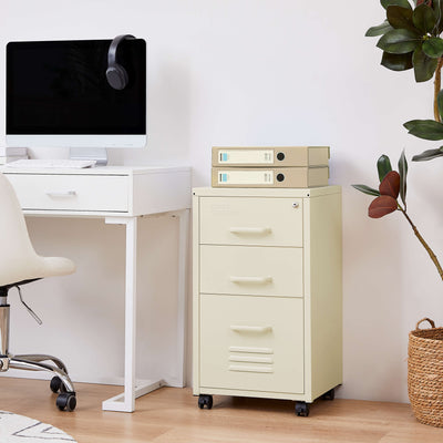 Rainbow File Storage Mobile Cabinet in cream situated in an office environment.