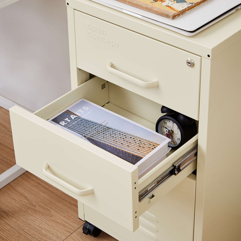 Top view of Rainbow File Storage Mobile Cabinet in cream displaying the smooth top surface.