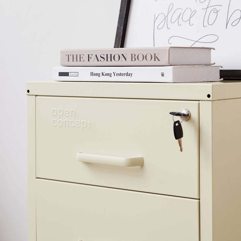 Close-up of the wheels on the Rainbow File Storage Mobile Cabinet in cream.