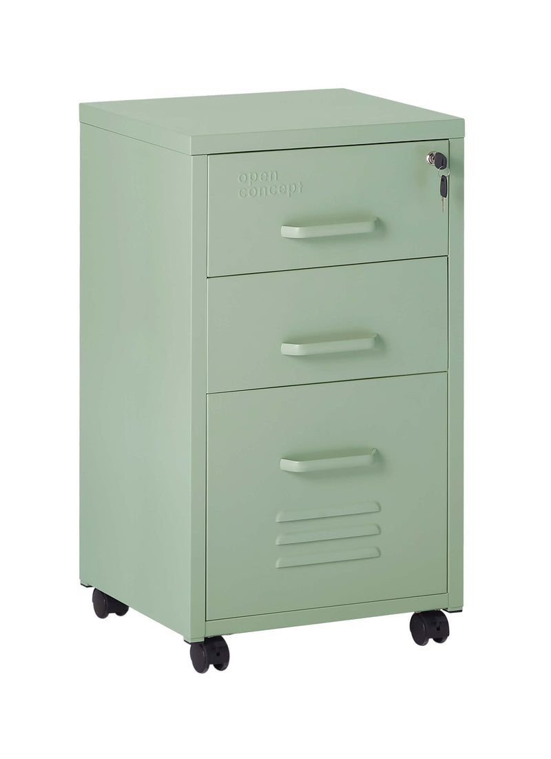 Front view of Rainbow File Storage Mobile Cabinet in green color.
