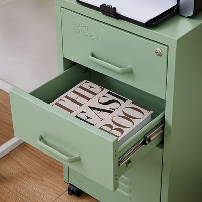 Top view of Rainbow File Storage Mobile Cabinet in green showcasing the top surface.
