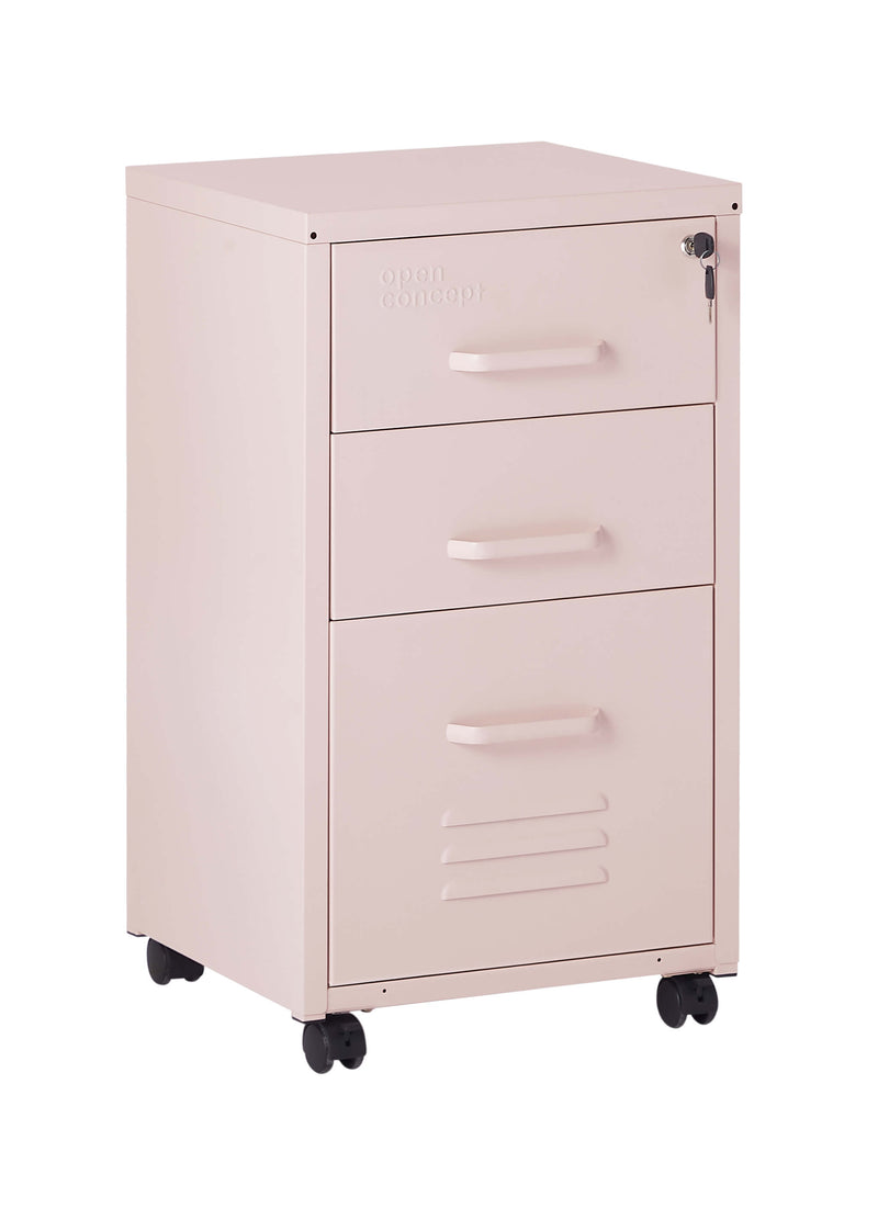 Front view of the Rainbow File Storage Mobile Cabinet in pink.