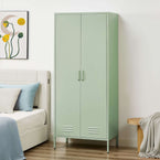 Side view of the Green Rainbow Locker Storage Wardrobe
