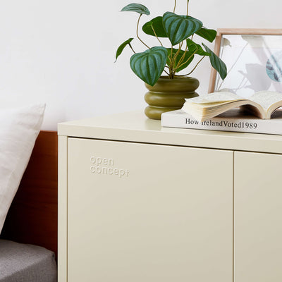 Rainbow Sideboard Storage Locker in cream with cabinet doors open, showing internal shelving.