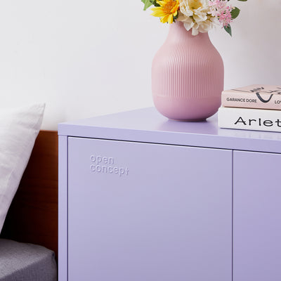 Top view of the purple Rainbow Sideboard Storage Locker, displaying the expansive top surface.