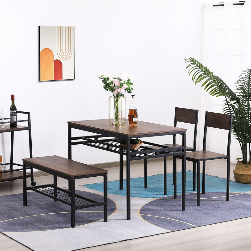Fully set up Sana dining table with chairs and bench – NZ family dining style