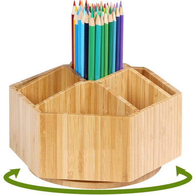 Bamboo Rotating Arts Supply Organiser