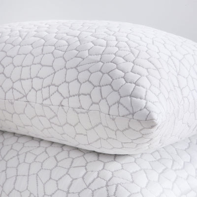 Close-up of shredded foam pillow with zippered removable and washable cover