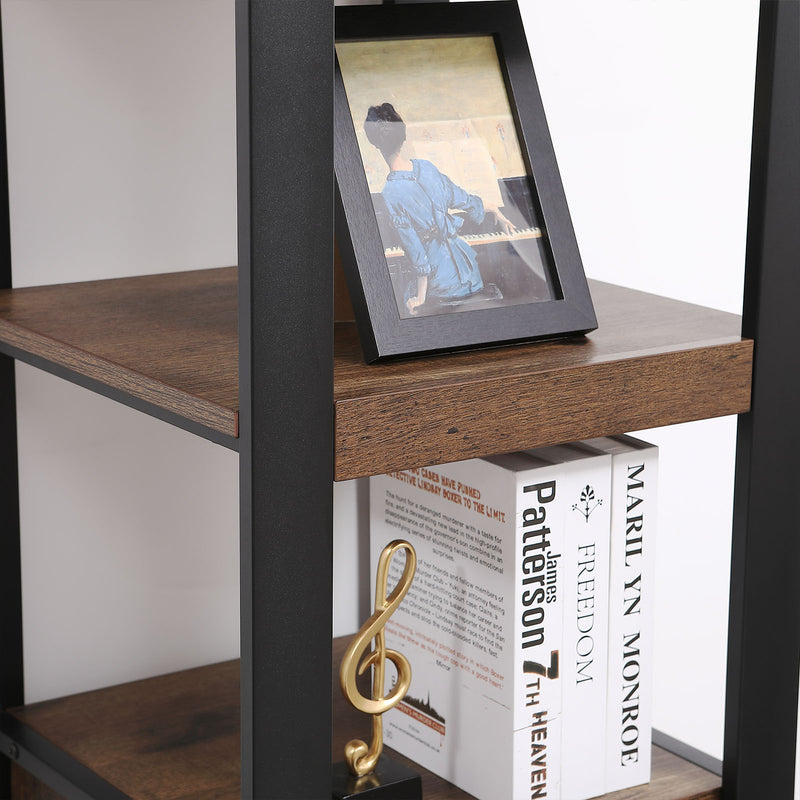 Close-up of middle shelves on the Slimline 5-Tier Bookshelf – ideal for books and decor