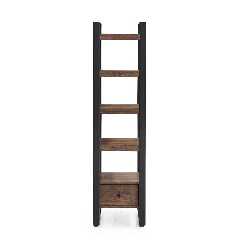 Slimline 5-Tier Bookshelf with drawer on plain white background – ideal for NZ product listings