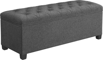 Main view of the 2 in 1 Storage Ottoman Bench Seat in grey, featuring a sleek, modern design.