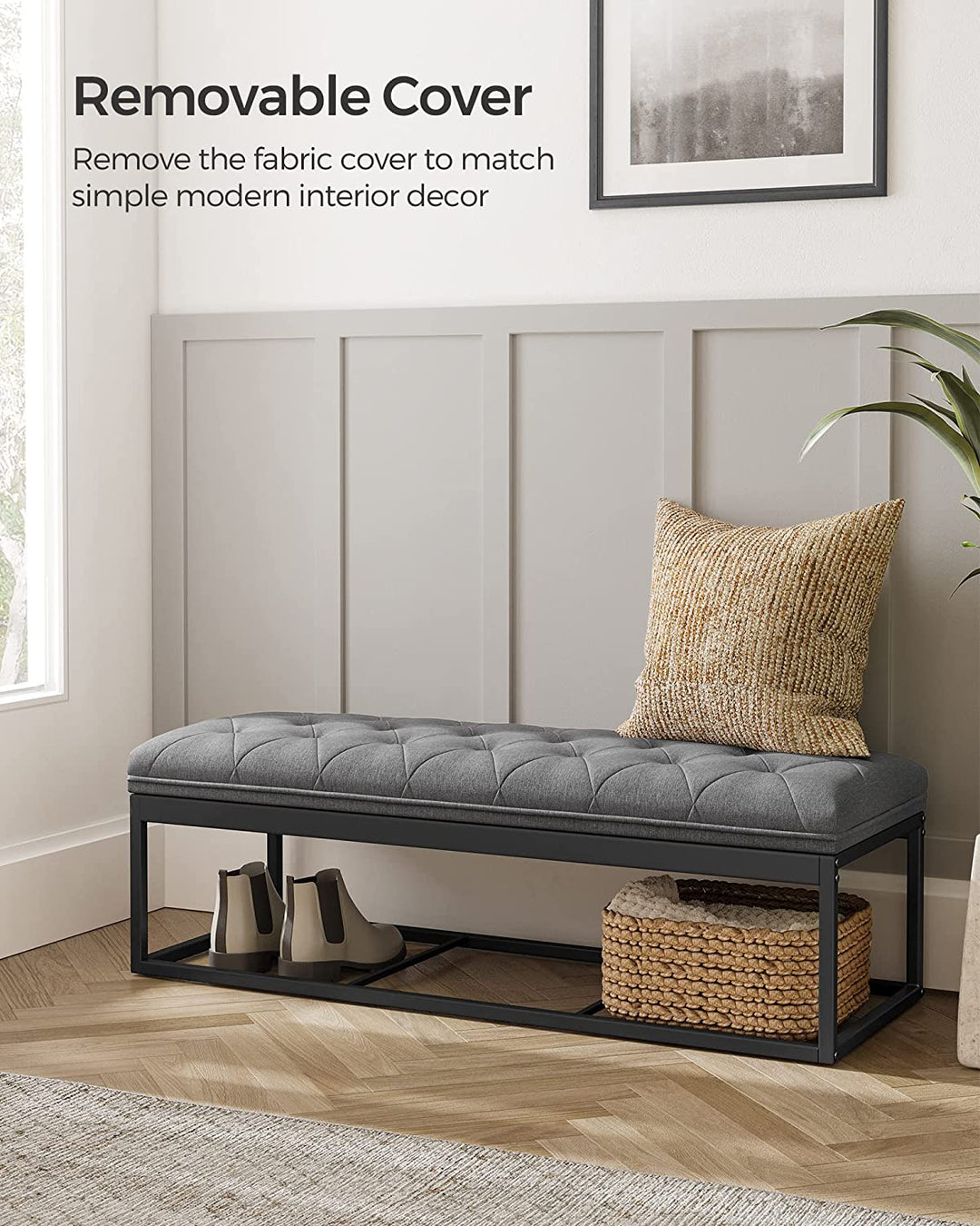 in Storage Ottoman Bench Seat Grey – Space General