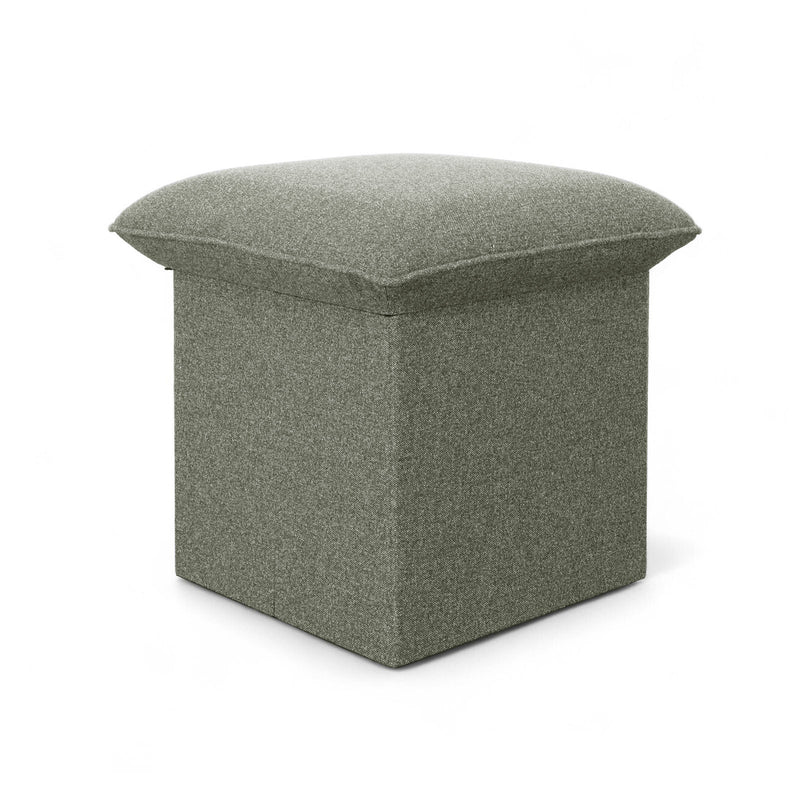 UltraPlush foldable ottoman in olive green with modern velvet finish