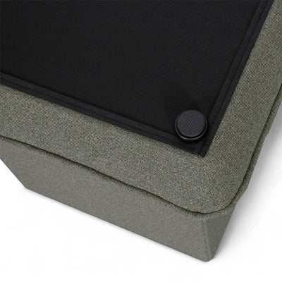 Velvet-finished UltraPlush ottoman in olive green with minimalist design