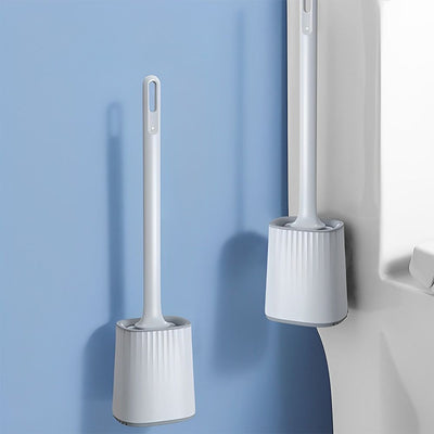 Silicone Toilet Bowl Brushes and Holder Set - Grey