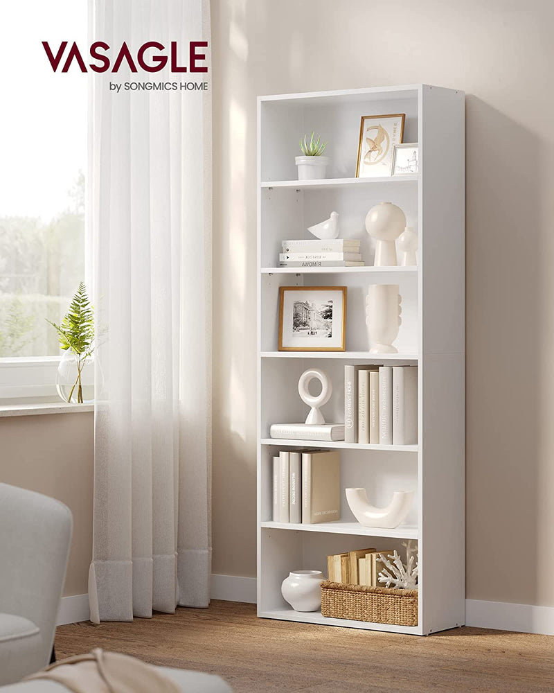 Detailed view of the construction and material quality of Vasagle 6 Tier Bookcase in white