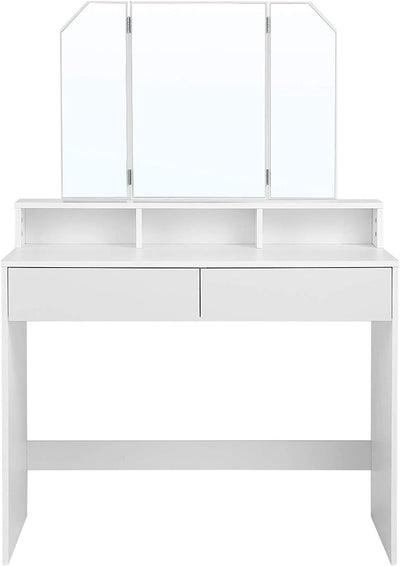 The Vasagle Dressing Table accompanied by a matching stool, providing a complete setup for a comfortable grooming area.