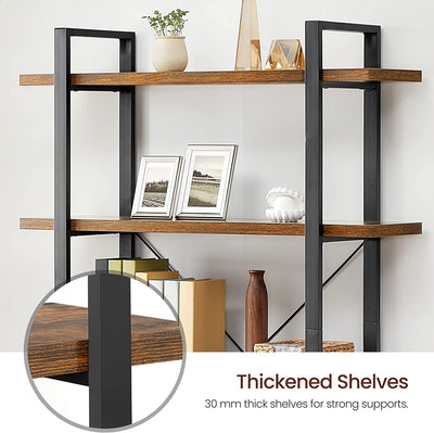 Detailed view of the black metal frame on the Vasagle Bookcase, emphasizing its industrial design and durability.