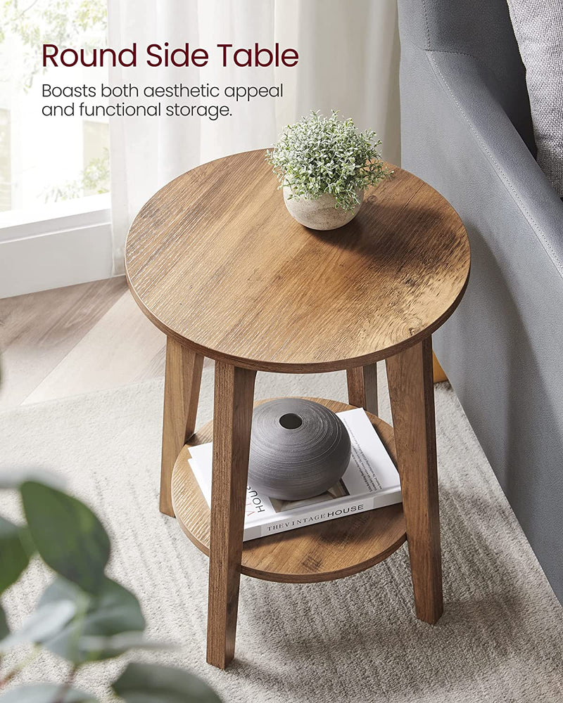 Vasagle Karla Side Table with lower shelf in a living room setting, complementing a cozy, modern decor.