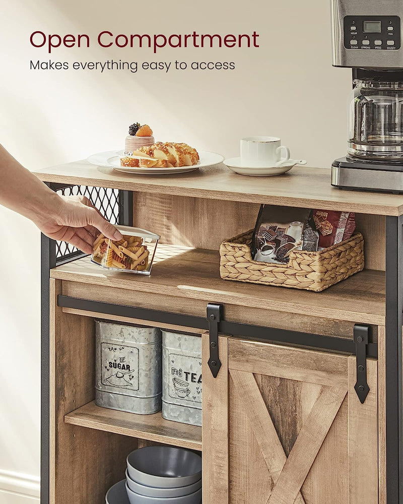 Texture detail of Vasagle Kitchen Storage Cabinet showcasing rustic wood finish