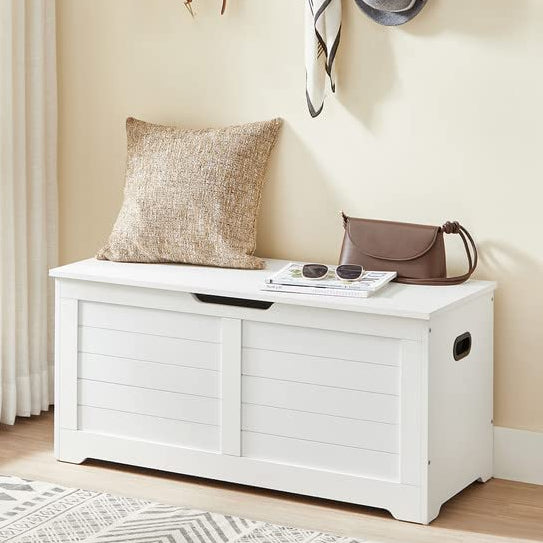 Storage Bench White 184L - Safety Hinges | Vasagle – Space General