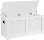 Main view of the Vasagle Storage Box in white with safety hinges, showcasing its elegant and clean design.