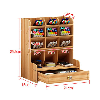 Wooden Desk Stationery Organiser with Pen Holder