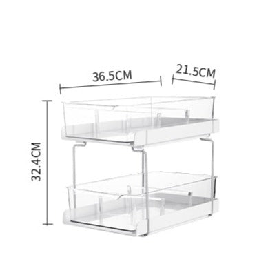 Pull-Out 2-Tier Sliding Cabinet Organiser - Large