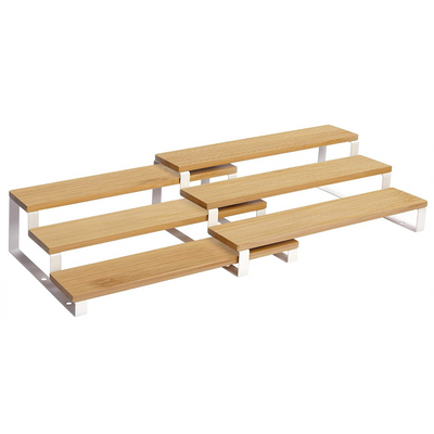 Bamboo Spice Rack Pantry Shelf White (Set of 2)