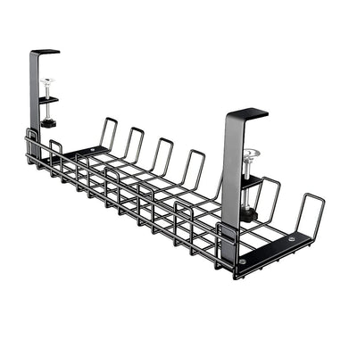 Office Desk Cable Management Tray - Black